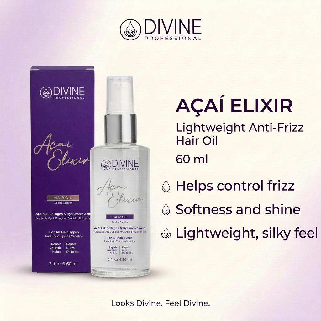 Diseño Divine Professional Açaí Elixir 60 ml en inglés