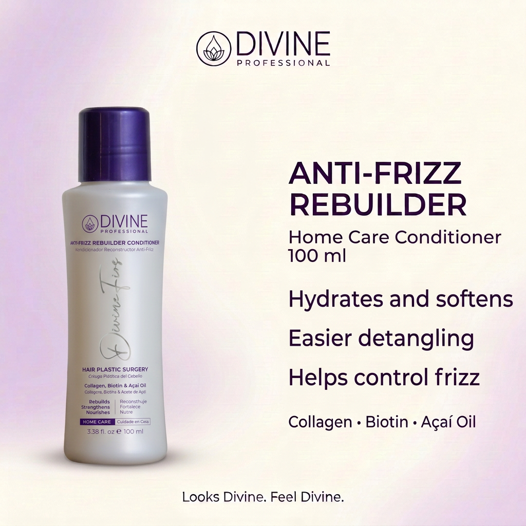 Diseño Divine Professional Acondicionador Anti-Frizz 100 ml en inglés
