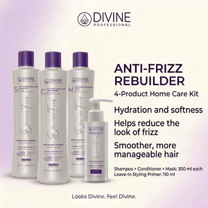 Diseño Divine Professional Kit Anti-Frizz de 4 productos en inglés