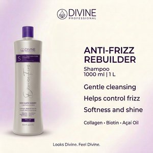 Diseño Divine Professional Shampoo Anti-Frizz 1 L en inglés